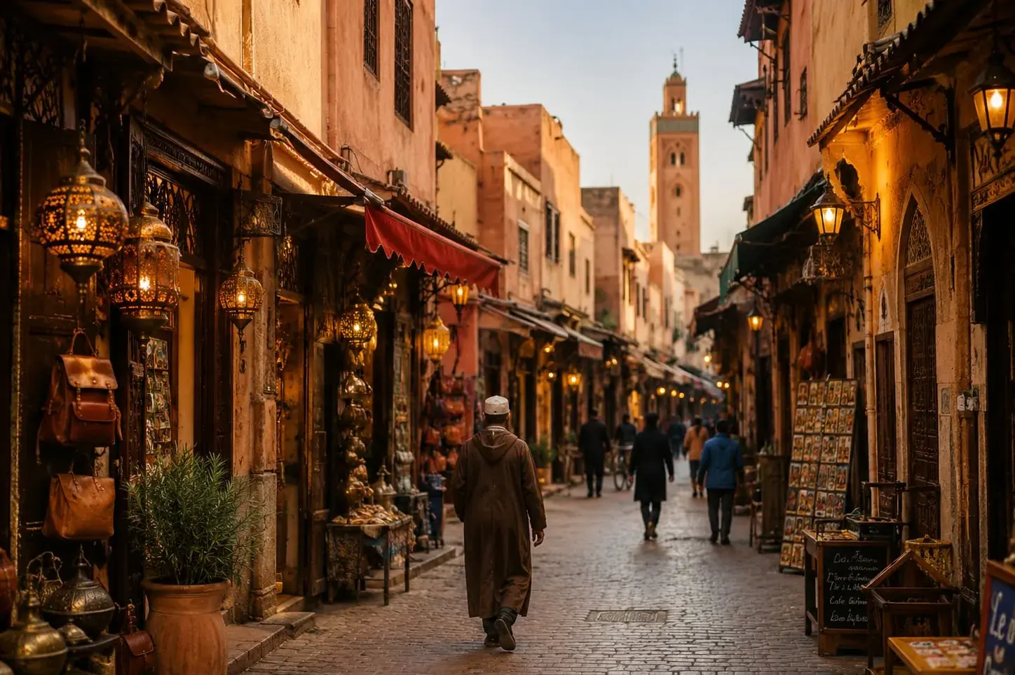 Lively Marrakech medina street
