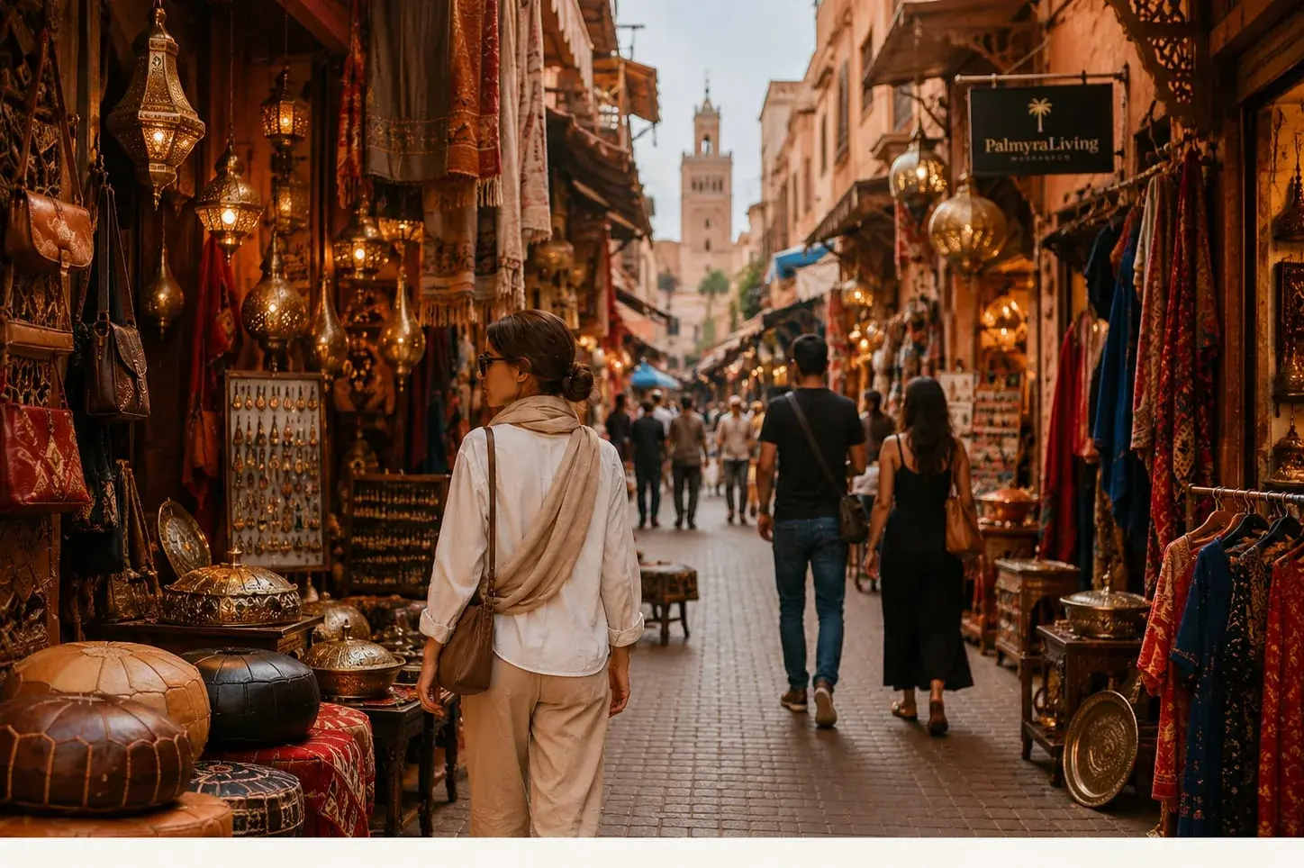 Shoppers browsing a Marrakech souk