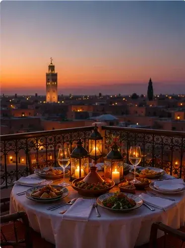 Romantic rooftop dinner for a couple in Marrakech