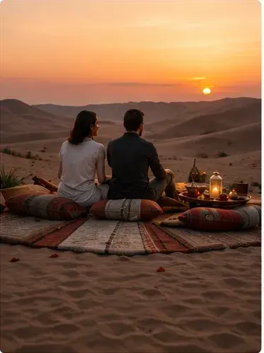 Couple in the Agafay desert at sunset